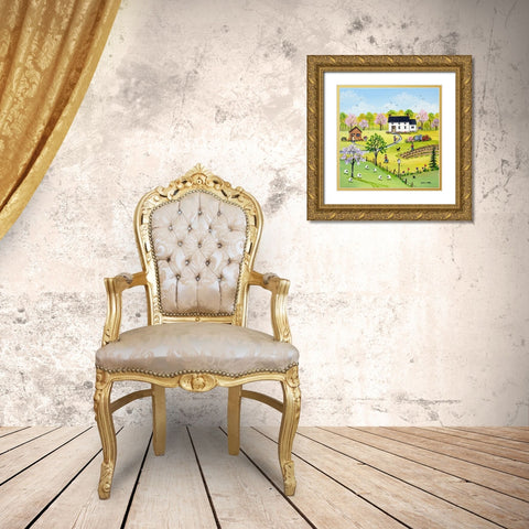 Tending the Garden Gold Ornate Wood Framed Art Print with Double Matting by Mark, Sharon