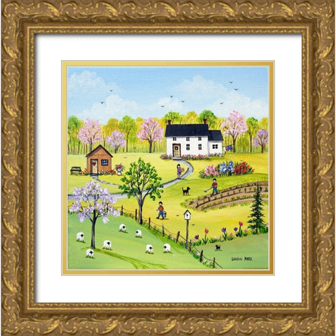 Tending the Garden Gold Ornate Wood Framed Art Print with Double Matting by Mark, Sharon