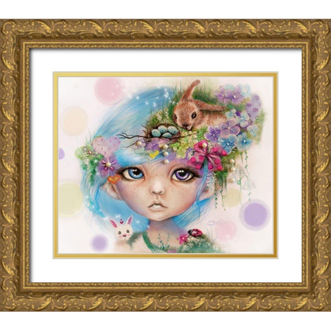 Eliza Easter Elf - MunchkinZ Elf Gold Ornate Wood Framed Art Print with Double Matting by Sheena Pike Art