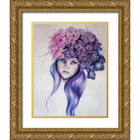 Hydrangea - Pixie Blossoms Gold Ornate Wood Framed Art Print with Double Matting by Sheena Pike Art