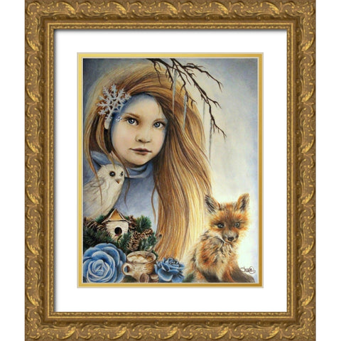 Winter - Seasons Series Gold Ornate Wood Framed Art Print with Double Matting by Sheena Pike Art