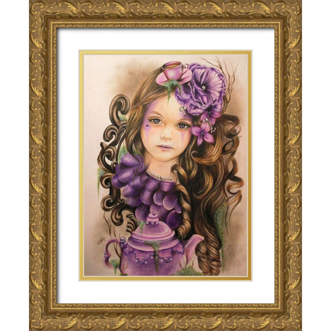 Lavender - Tea Series Gold Ornate Wood Framed Art Print with Double Matting by Sheena Pike Art
