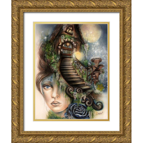 Moonlit Manor Gold Ornate Wood Framed Art Print with Double Matting by Sheena Pike Art