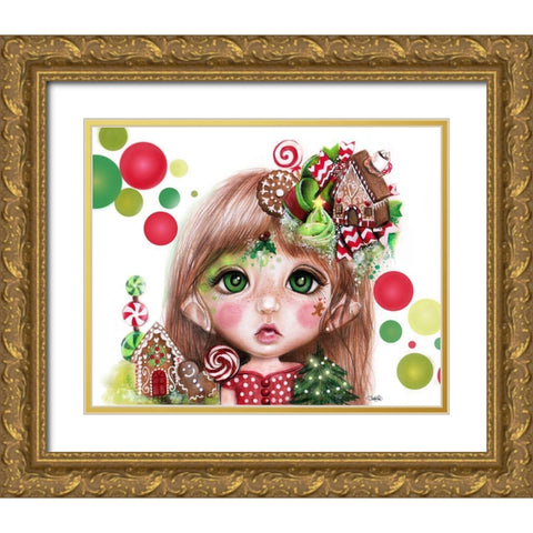 Ginger (Christmas) - MunchkinZ Elf Gold Ornate Wood Framed Art Print with Double Matting by Sheena Pike Art