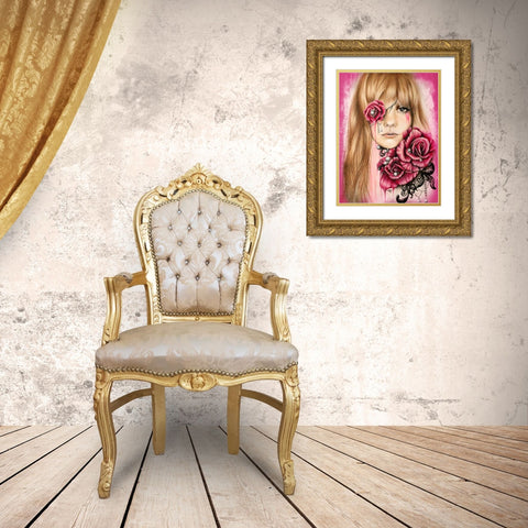Sullenly Sweet - Malevolent Collection Gold Ornate Wood Framed Art Print with Double Matting by Sheena Pike Art