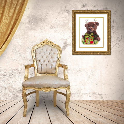Bruno Bear-Rudolph Fan Gold Ornate Wood Framed Art Print with Double Matting by Sheena Pike Art