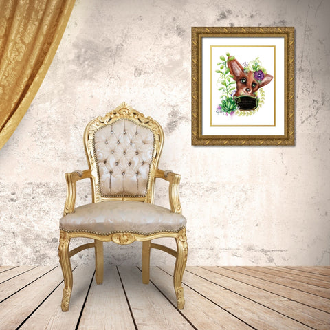 Blank Sign Fox Gold Ornate Wood Framed Art Print with Double Matting by Sheena Pike Art