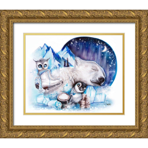 Dreaming of Winter Gold Ornate Wood Framed Art Print with Double Matting by Sheena Pike Art