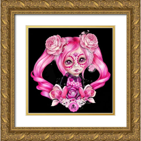 Sugar Sweeties - Hot Pink Gold Ornate Wood Framed Art Print with Double Matting by Sheena Pike Art