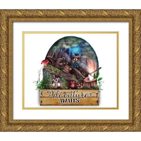 Adventure Awaits Gold Ornate Wood Framed Art Print with Double Matting by Sheena Pike Art