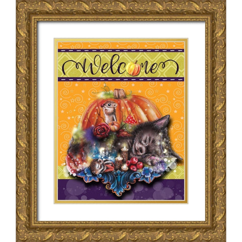 Dreaming of Autumn - Welcome Design Gold Ornate Wood Framed Art Print with Double Matting by Sheena Pike Art