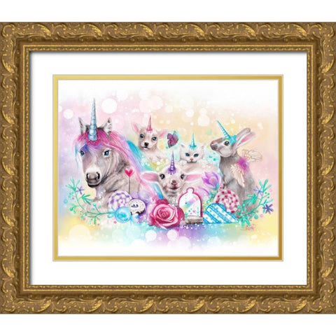 We All Just Want to be Unicorns Gold Ornate Wood Framed Art Print with Double Matting by Sheena Pike Art