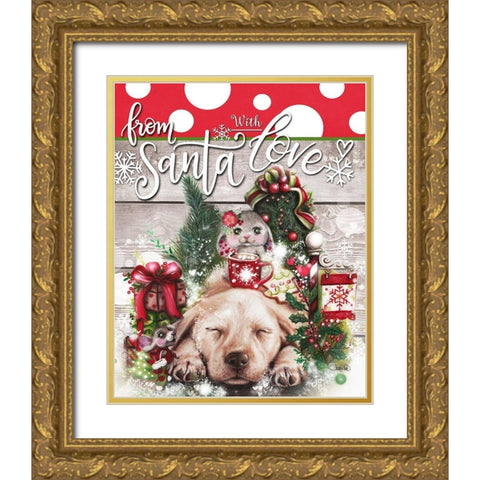 Dreaming of Christmas - From Santa with Love Gold Ornate Wood Framed Art Print with Double Matting by Sheena Pike Art