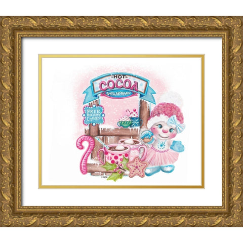 Santa Approved Cocoa - Snowman Gold Ornate Wood Framed Art Print with Double Matting by Sheena Pike Art