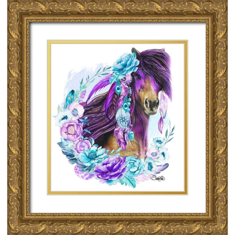 Purple Warrior Gold Ornate Wood Framed Art Print with Double Matting by Sheena Pike Art