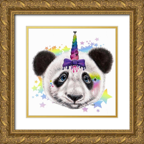 PandiCorn Gold Ornate Wood Framed Art Print with Double Matting by Sheena Pike Art