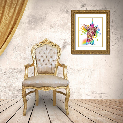 GiraffiCorn Gold Ornate Wood Framed Art Print with Double Matting by Sheena Pike Art