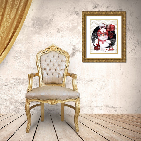 Santa Letter Delivery Snowman Gold Ornate Wood Framed Art Print with Double Matting by Sheena Pike Art