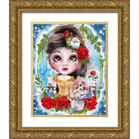 A Beauty and her Beast  Gold Ornate Wood Framed Art Print with Double Matting by Sheena Pike Art