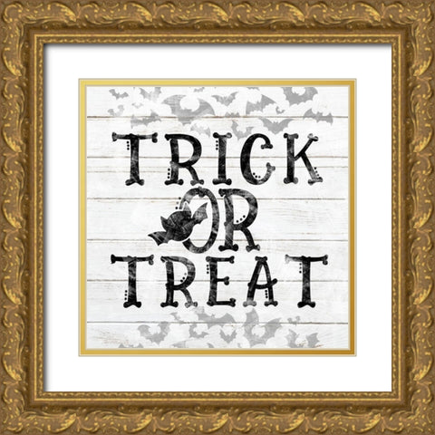 Trick or Treat Bats Gold Ornate Wood Framed Art Print with Double Matting by Sheena Pike Art