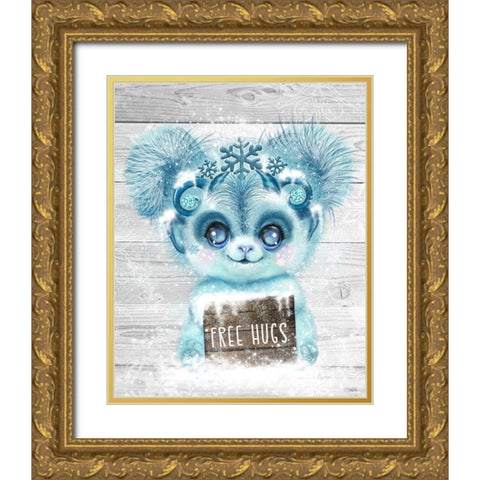 Winter Baby Yhetti Gold Ornate Wood Framed Art Print with Double Matting by Sheena Pike Art