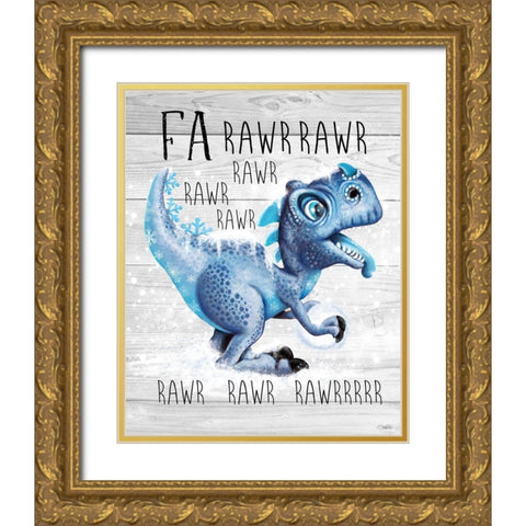 Fa Rawr Rawr T Rex Gold Ornate Wood Framed Art Print with Double Matting by Sheena Pike Art