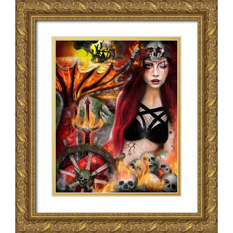 Blaze the Banished Gold Ornate Wood Framed Art Print with Double Matting by Sheena Pike Art
