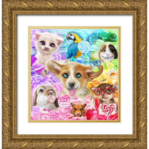 Confectionery Cuties Gold Ornate Wood Framed Art Print with Double Matting by Sheena Pike Art