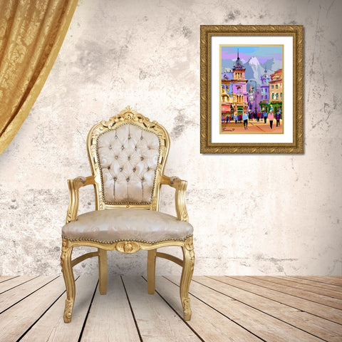Fantasy City Gold Ornate Wood Framed Art Print with Double Matting by Pansanit, Surapol