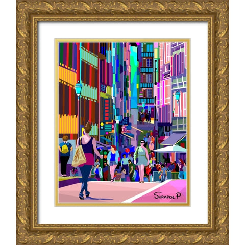 Street Fashion Gold Ornate Wood Framed Art Print with Double Matting by Pansanit, Surapol