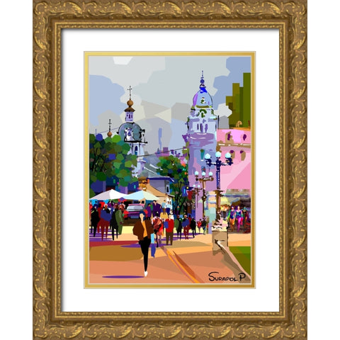 Tourist City Gold Ornate Wood Framed Art Print with Double Matting by Pansanit, Surapol