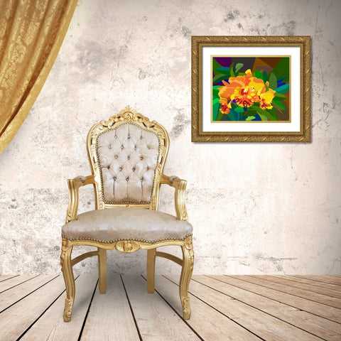 Cattleya Orchid 2 Gold Ornate Wood Framed Art Print with Double Matting by Pansanit, Surapol