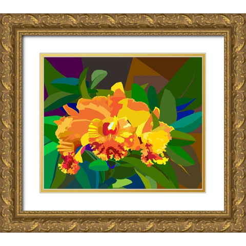 Cattleya Orchid 2 Gold Ornate Wood Framed Art Print with Double Matting by Pansanit, Surapol