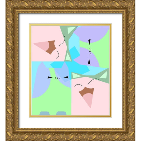 The Cat 005 Gold Ornate Wood Framed Art Print with Double Matting by Pansanit, Surapol