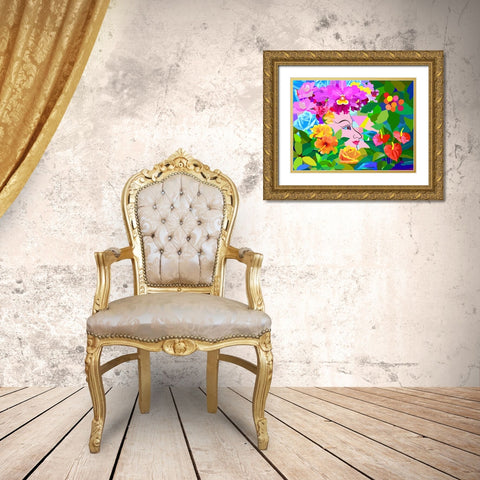 Nature Flower Woman Gold Ornate Wood Framed Art Print with Double Matting by Pansanit, Surapol