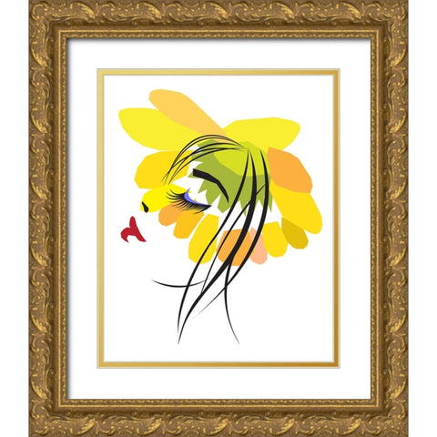 Woman and Nature Gold Ornate Wood Framed Art Print with Double Matting by Pansanit, Surapol