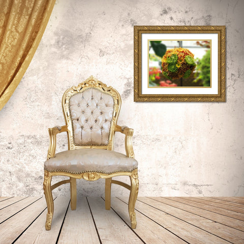 Chrysanthemum Bouquet Gold Ornate Wood Framed Art Print with Double Matting by Bonin, Suzanne