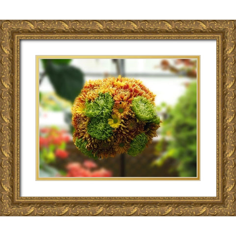 Chrysanthemum Bouquet Gold Ornate Wood Framed Art Print with Double Matting by Bonin, Suzanne