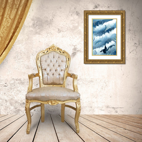 Deep Sea Diving Gold Ornate Wood Framed Art Print with Double Matting by The Font Diva