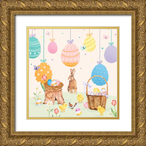 Easter Sunday Gold Ornate Wood Framed Art Print with Double Matting by The Font Diva