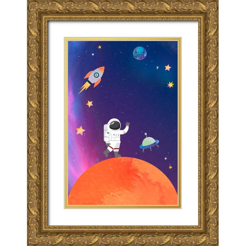 Galaxy Guy Gold Ornate Wood Framed Art Print with Double Matting by The Font Diva