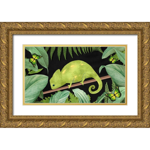 Not Easy Being Green Gold Ornate Wood Framed Art Print with Double Matting by The Font Diva