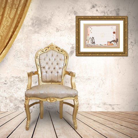 Playtime Gold Ornate Wood Framed Art Print with Double Matting by The Font Diva