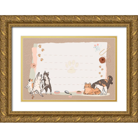 Playtime Gold Ornate Wood Framed Art Print with Double Matting by The Font Diva