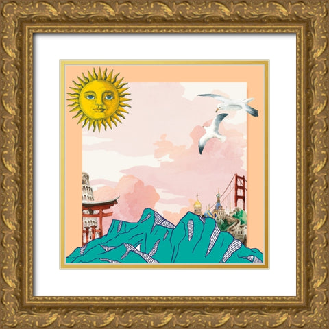 Sunshine State Of Mind Gold Ornate Wood Framed Art Print with Double Matting by The Font Diva