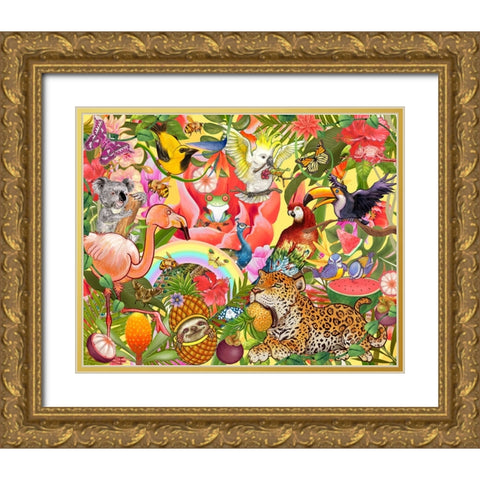 Jungle Jam Gold Ornate Wood Framed Art Print with Double Matting by The Font Diva