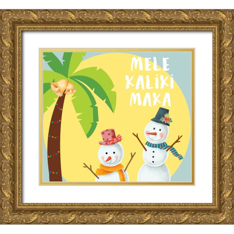 Mele Kaliki Maka Gold Ornate Wood Framed Art Print with Double Matting by The Font Diva