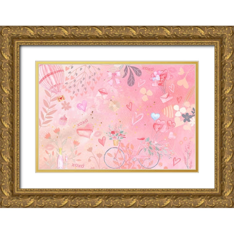 Ride with my Sweetheart Gold Ornate Wood Framed Art Print with Double Matting by The Font Diva