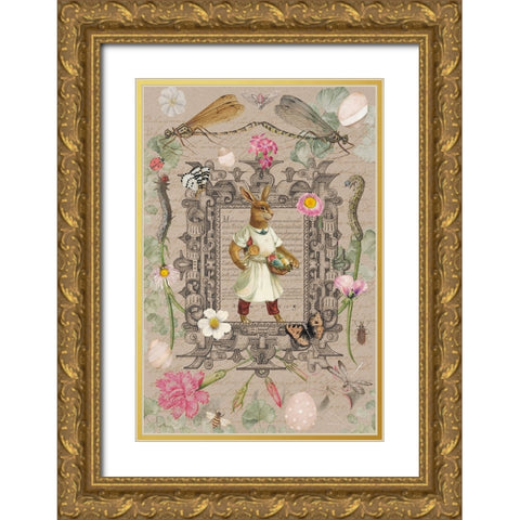 Edwardian Easter Gold Ornate Wood Framed Art Print with Double Matting by The Font Diva