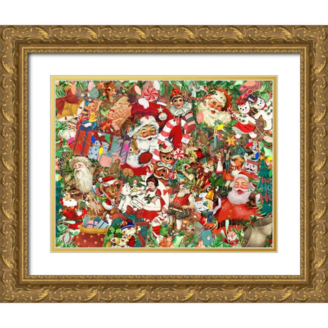 A Vintage Christmas Gold Ornate Wood Framed Art Print with Double Matting by The Font Diva
